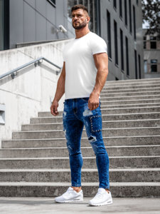 Férfi slim fit farmernadrág gránátkék színben Bolf TF249