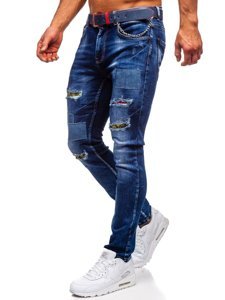 Férfi slim fit farmernadrág övvel gránátkék színben Bolf 80034W0