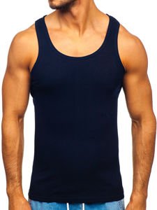 Férfi tank-top minta nélkül sötétkék Bolf NB002