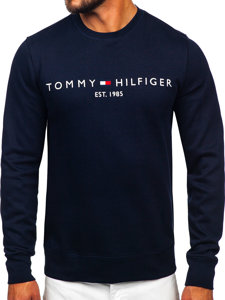 Gránátkék férfi pulcsi kapucni nélkül mintával Tommy Hilfiger MW0MW11596