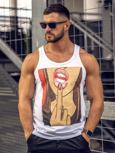 Mintás fehér színű boksz tank-top Bolf 143026A