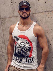 Mintás fehér színű boksz tank-top Bolf 143029A