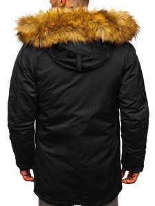 Téli férfi alaska parka dzseki fekete színben Bolf HZ8109