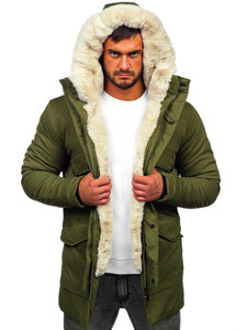 Téli férfi parka dzseki khaki színben Bolf M115