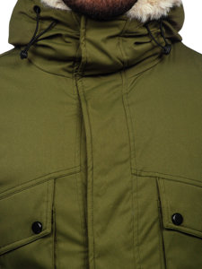 Téli férfi parka dzseki khaki színben Bolf M115
